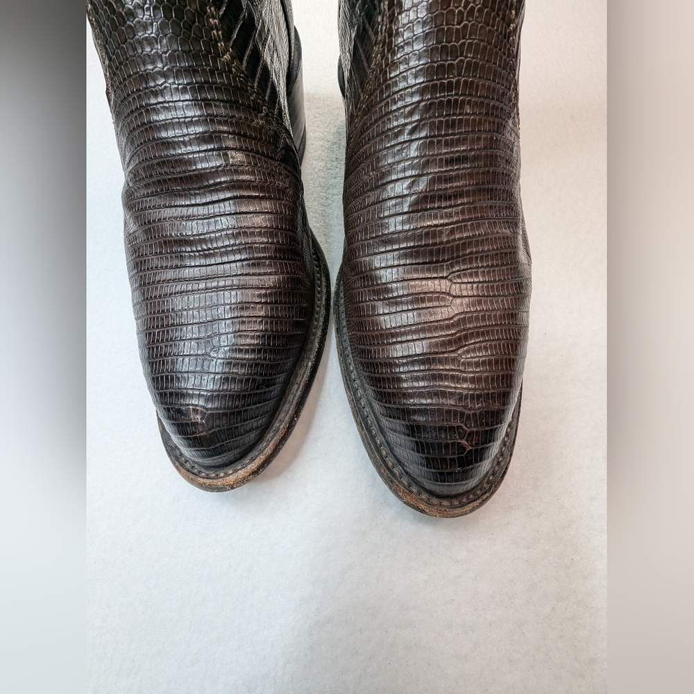 Tony Lama CZ813 Men's Exotic Collection Western Boot with Chocolate Teju Lizard - Picture 6 of 16